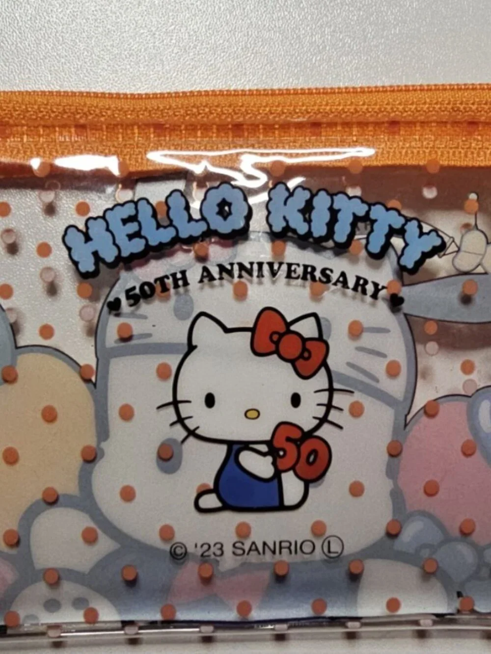 Hello Kitty 50th Anniversary Clear Flat Pouch 5x3